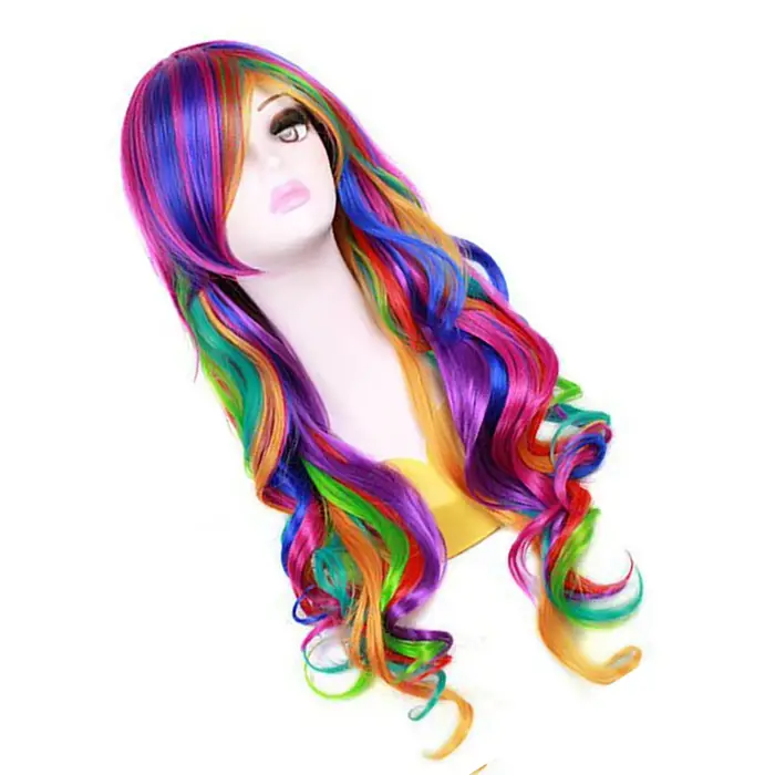 Nouvelles perruques synthétiques tendance aux couleurs arc-en-ciel
