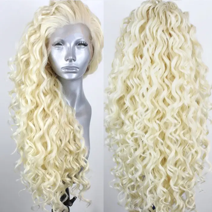 AIMEYA – perruque synthétique bouclée et crépue blonde, naissance des cheveux naturelle, perruque bl