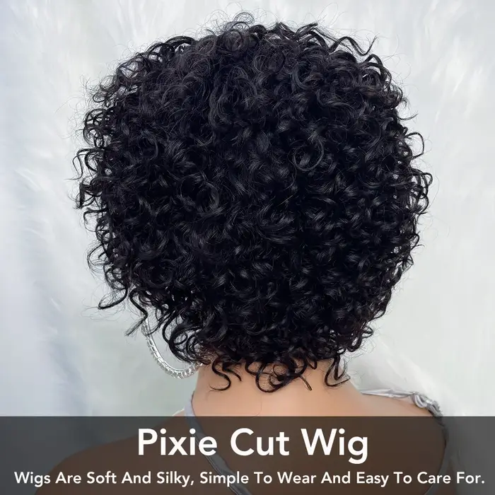 Perruques de cheveux humains coupe lutin pour les femmes noires Afro Rose bouclés Funmi