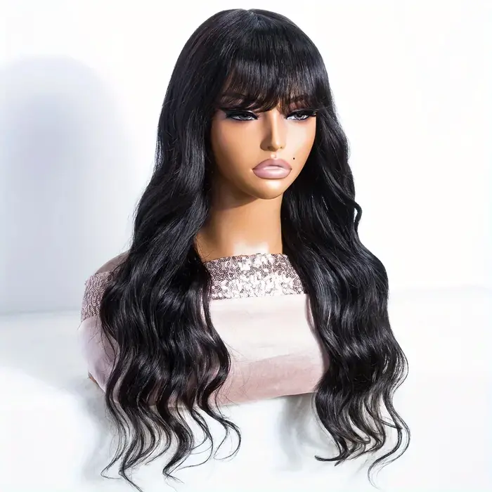Perruques de cheveux humains vague de corps avec frange perruques de cheveux brésiliens Remy perruqu