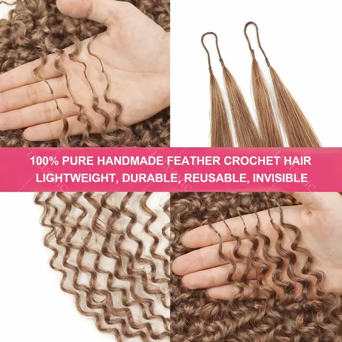 Miel Blonde réutilisable petites spirales bouclés Crochet cheveux sans noeuds pré-séparés crépus bou