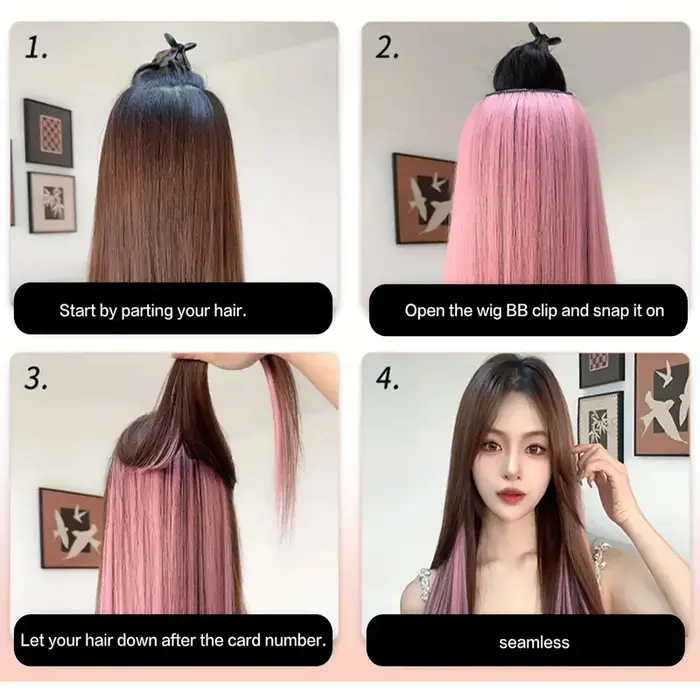 Extensions de cheveux à clipser pour femmes avec reflets de couche intérieure