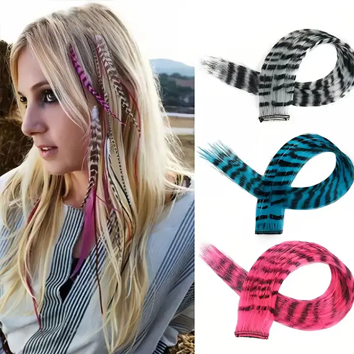 Extensions capillaires synthétiques longues et lisses à clipser, 1 pièce, Extensions capillaires colorées à clips pour un usage quotidien ou de noël
