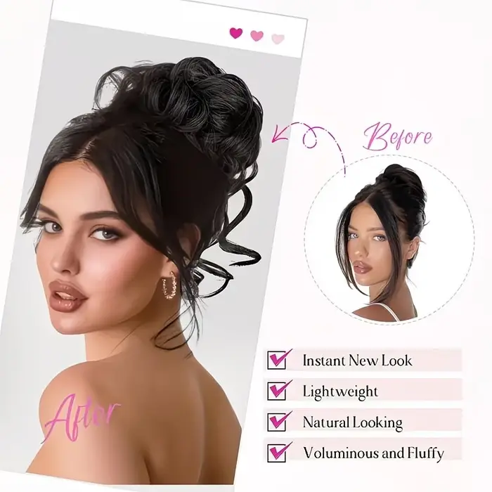 Chignon désordonné synthétique en forme de donut