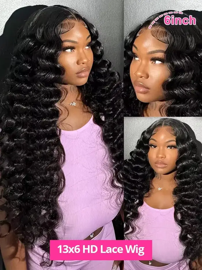 300 densité lâche vague profonde 13x6 Hd dentelle avant perruque de cheveux humains pour les femmes 