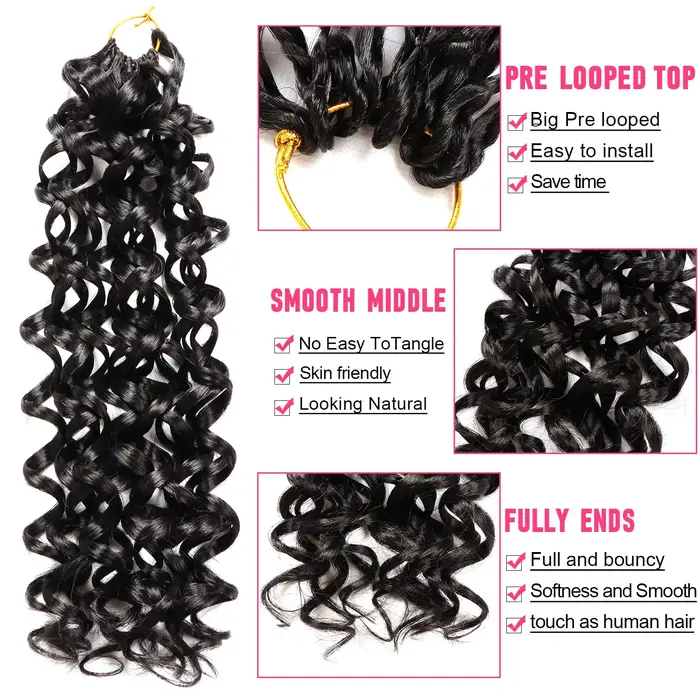 GoGo Curl Crochet cheveux pour femmes noires courte plage Curl bohème Crochet tresses naturel noir v