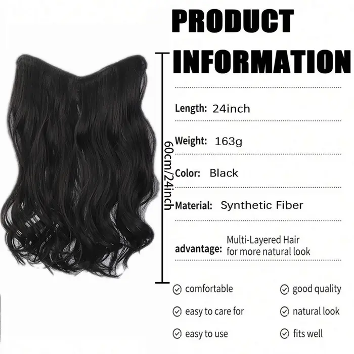 Extensions de cheveux à grande vague en forme de V en Fiber synthétique de 24 pouces pour les femmes caucasiennes