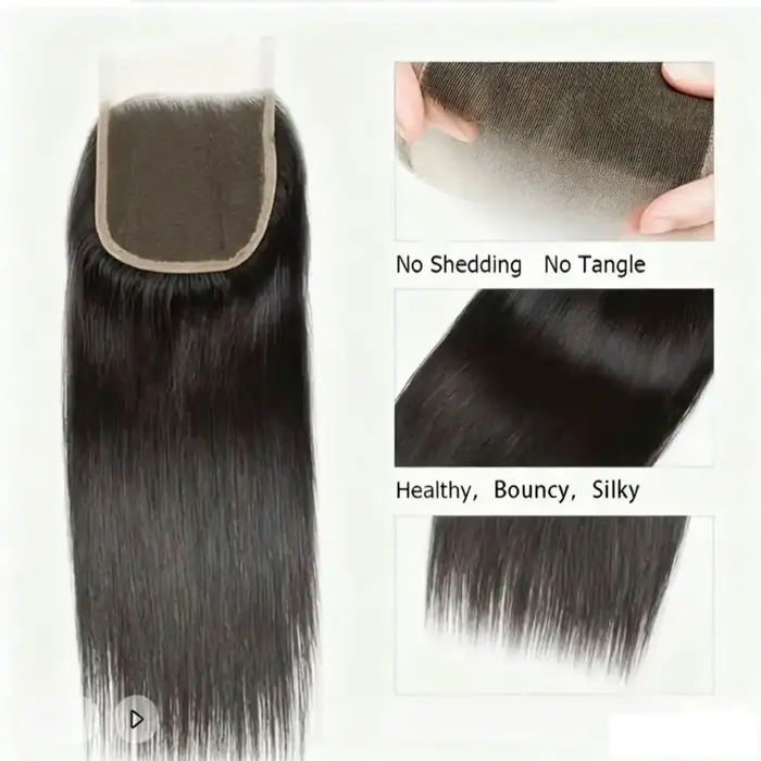 Closure en cheveux synthétiques couleur naturelle
