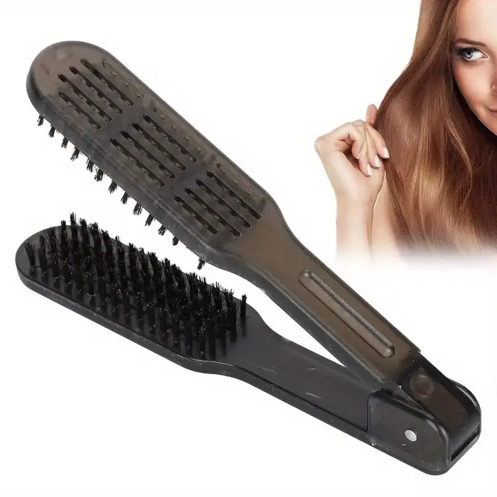 Brosse à pince, Double brosse pour lisser les cheveux, brosse à pince pour lisser les cheveux, pince