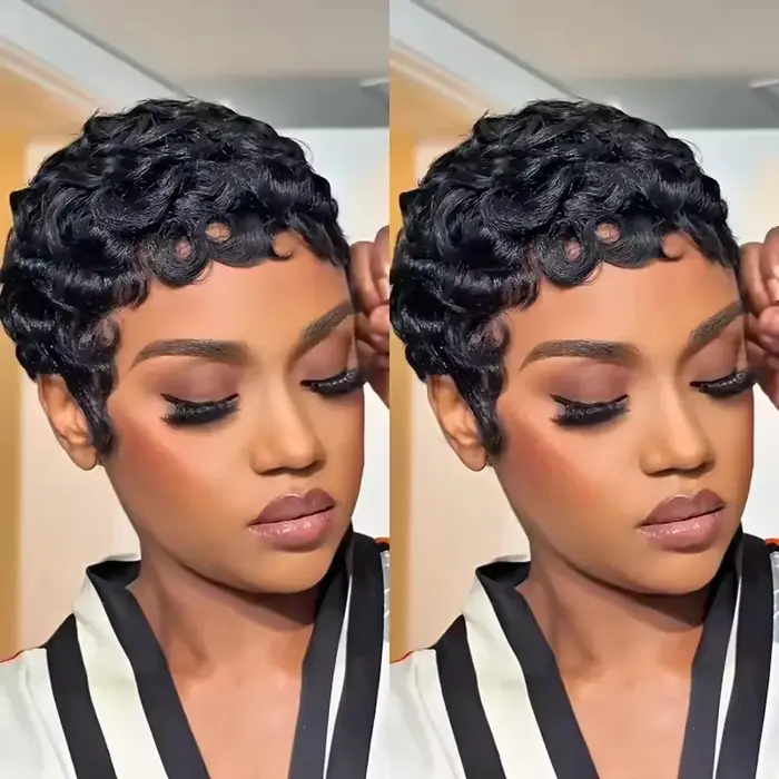 Perruque courte bob pour femme en cheveux humains