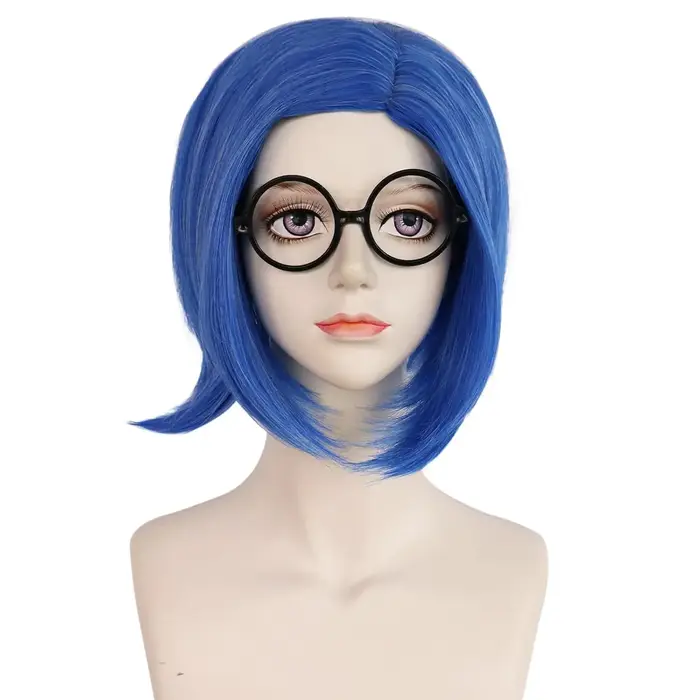 Perruque de tristesse bleue synthétique【+ bonnet
