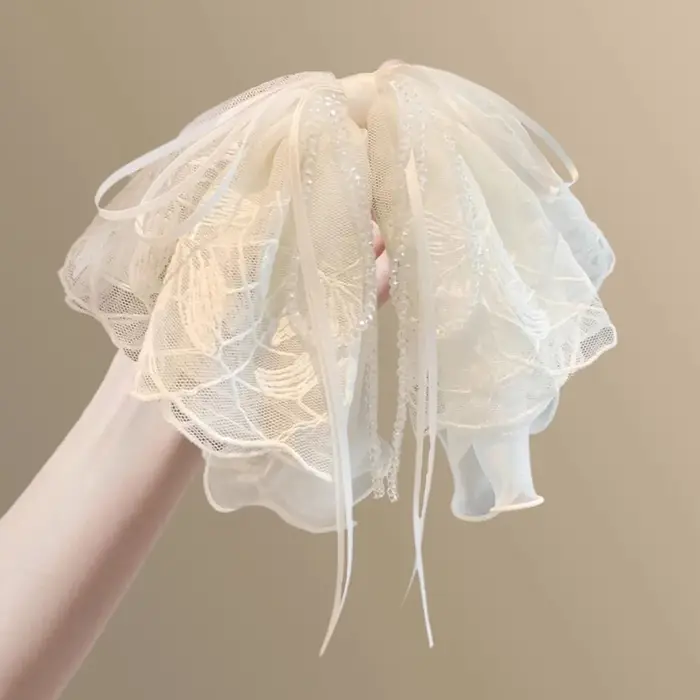 Pinces à cheveux en dentelle brodée avec nœud pour femmes