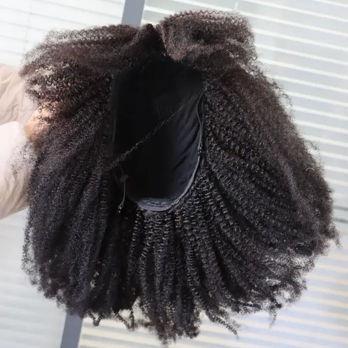 Perruque de cheveux humains longs bouclés 4C