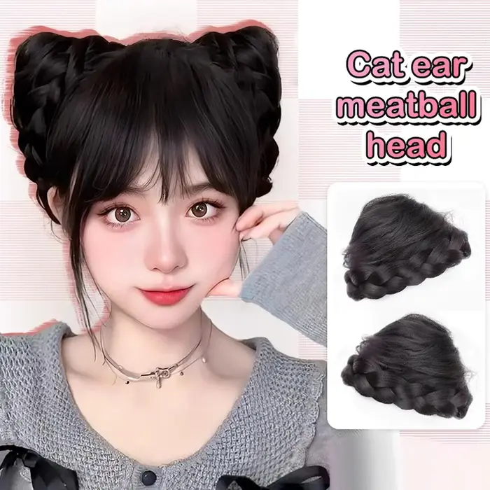 1 pièce Chignon synthétique style oreilles de chat