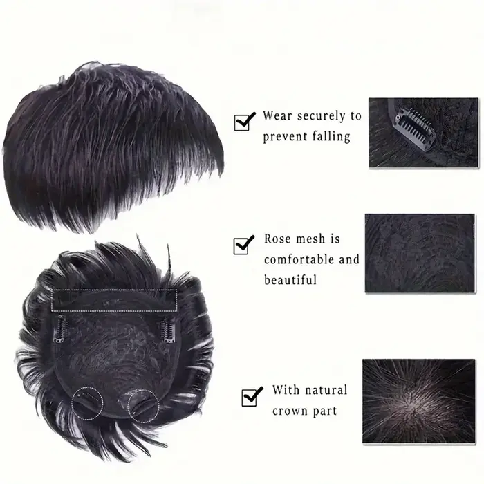 Perruque synthétique courte noire pour hommes