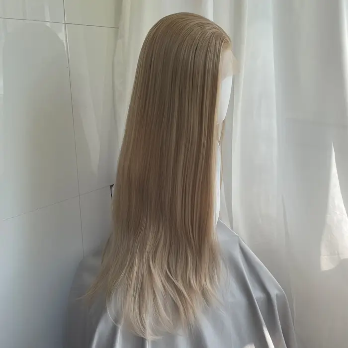 Perruque Lace Front Wig synthétique Blonde miel 13x4, 26 pouces, perruques longues et lisses sans colle, résistantes à la chaleur, partie libre pour femmes