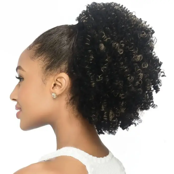 Extension de chignon afro bouclé frisé avec cordon de serrage pour femmes noires