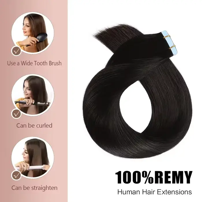 Extensions de cheveux humains Remy lisses de 14 à 28 pouces