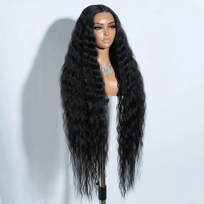 Perruques de Cosplay synthétiques en dentelle pour femmes noires cheveux longs bouclés 42 pouces Cos