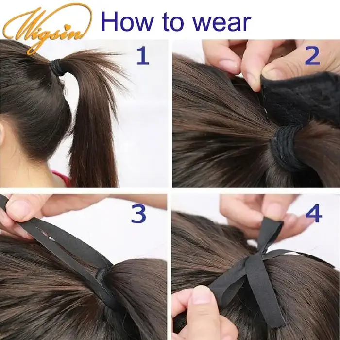 WIGSIN 32 pouces synthétique longue crépus bouclés queue de cheval cordon pince en queue de cheval n