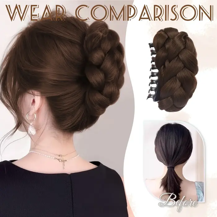 Postiche de chignon synthétique avec pince à griffe ovale