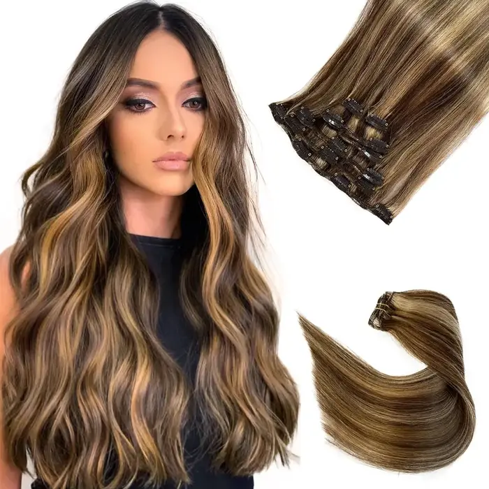 Clip court dans les extensions de cheveux 7 pièces