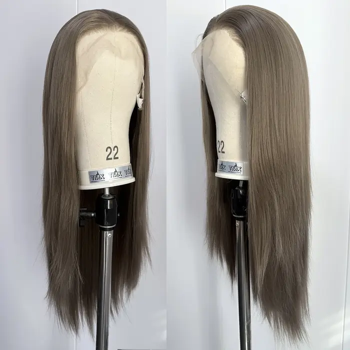 Perruque Lace Front Wig synthétique gris cendré 13x4