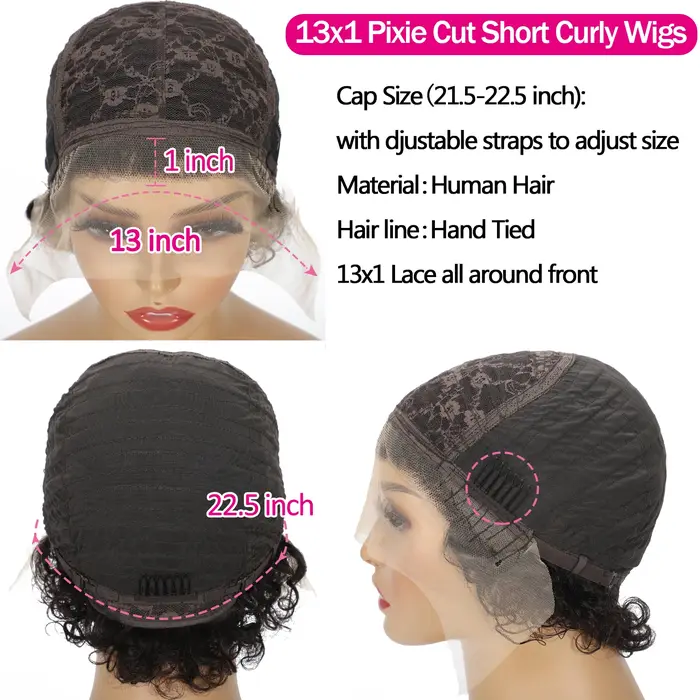Perruque Pixie Cut en Cheveux Humains