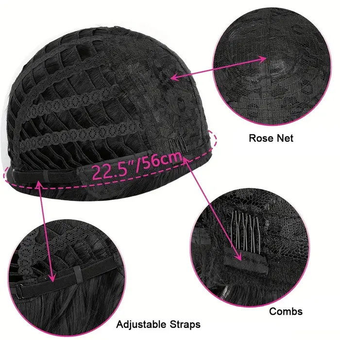 Perruque synthétique noire naturelle de 18 pouces