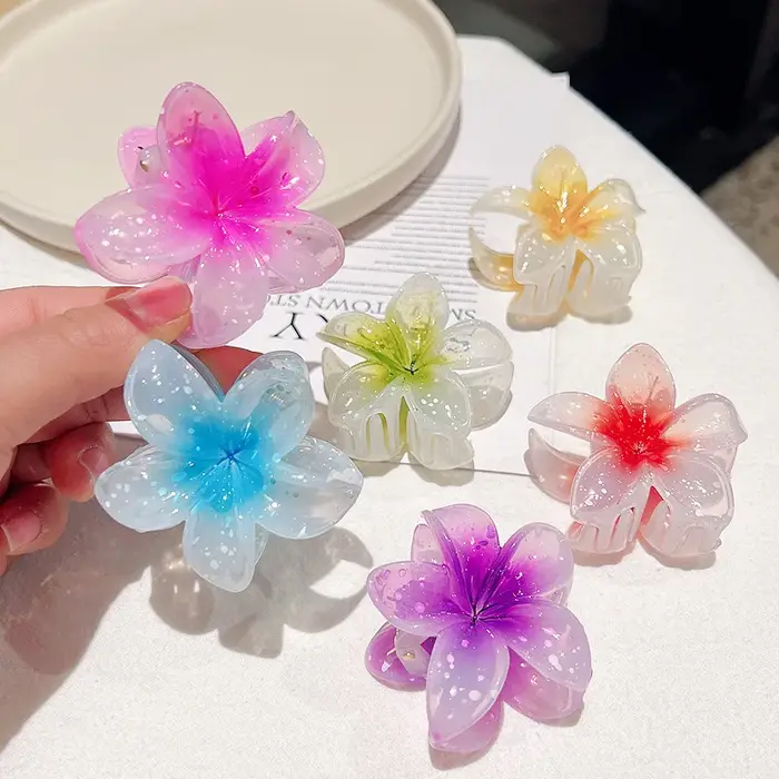 Pince à cheveux transparente à paillettes
