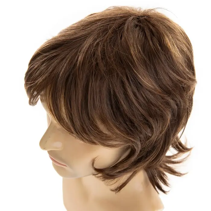 Perruque synthétique marron pour homme