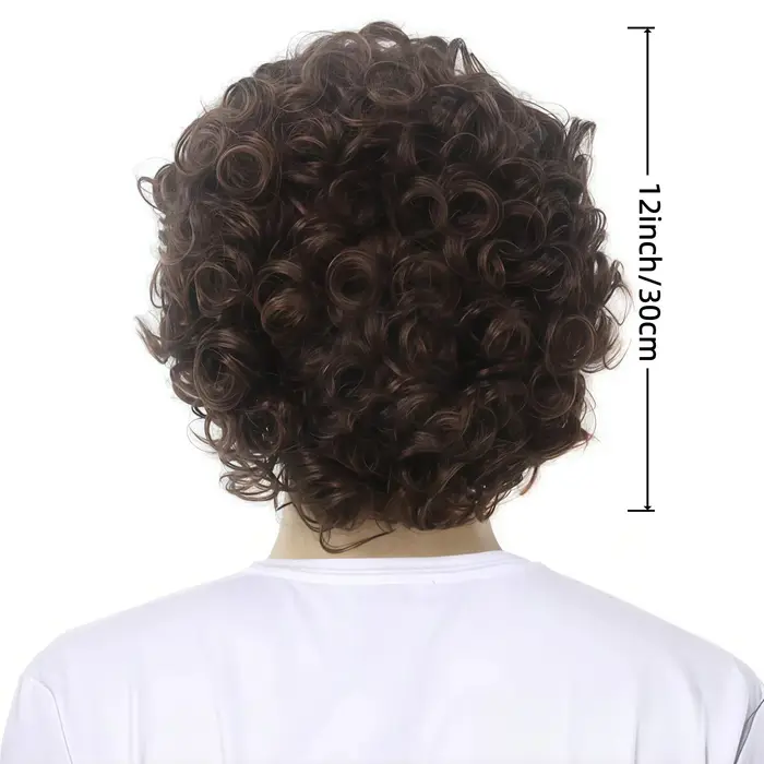 Perruque courte bouclée brune de style africain