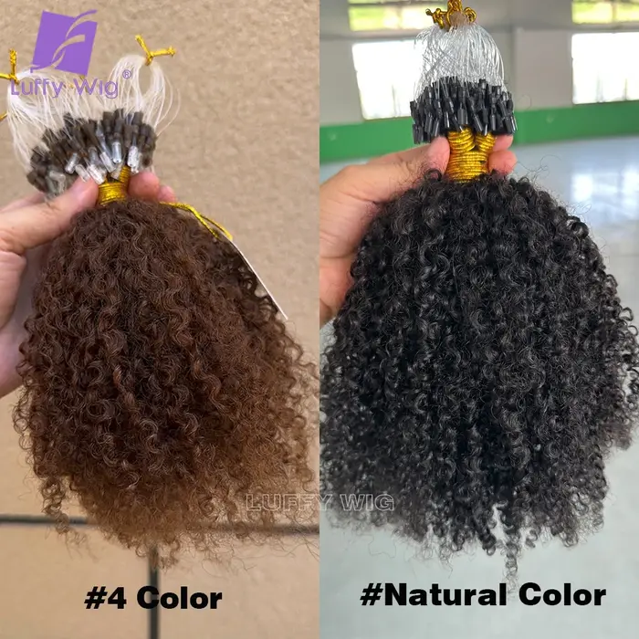 Double proximité Wn Afro Kinky Curly Micro Links Extensions de Cheveux Humains