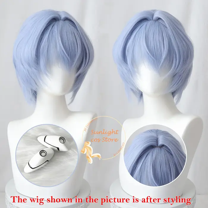 Ayanami Rei Cosplay perruque 30 cm court bleu Rei
