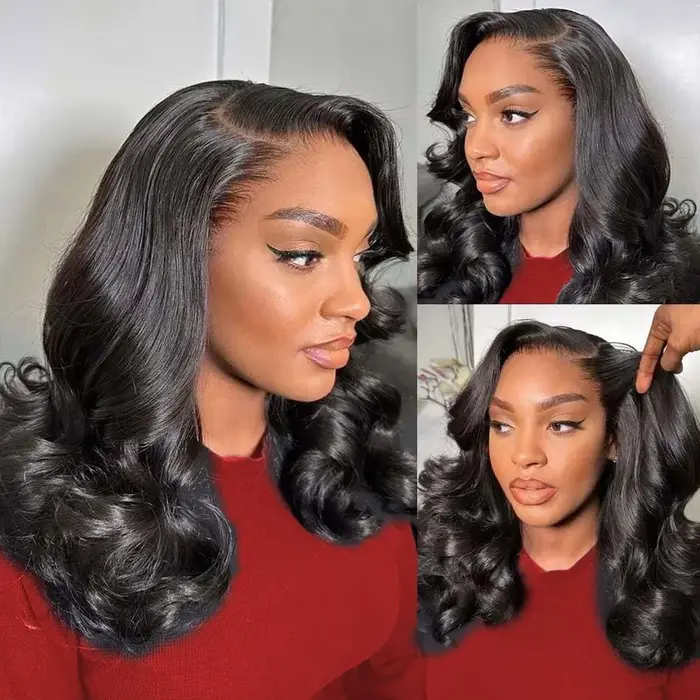 Perruque Courte Bob Body Wave 13x4 Sans Colle Cheveux Humains Brésiliens Prête à Porter
