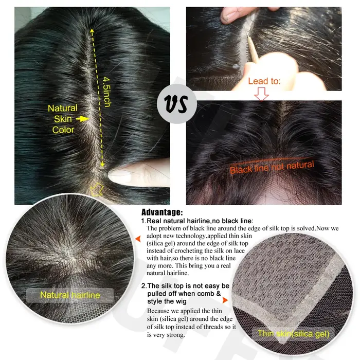 Cheveux brésiliens 5x5 haut en soie pleine dentelle perruque
