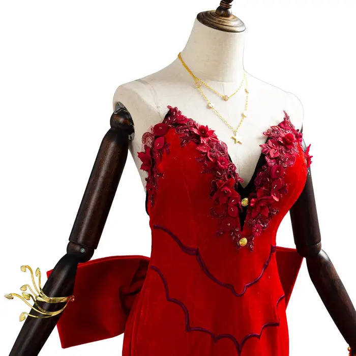Aerith Gainsborough femmes Cosplay Anime jeu Final Cos fantaisie VII perruque Sexy robe rouge déguisement