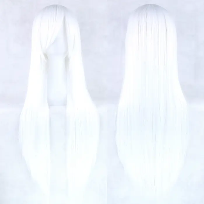Perruque synthétique longue blanche argentée pour Anime Cosplay Halloween Costume fête perruque blan