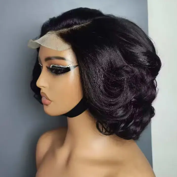 350% vague rebondissante couleur grise 4x4 HD dentelle fermeture perruques de cheveux humains haute