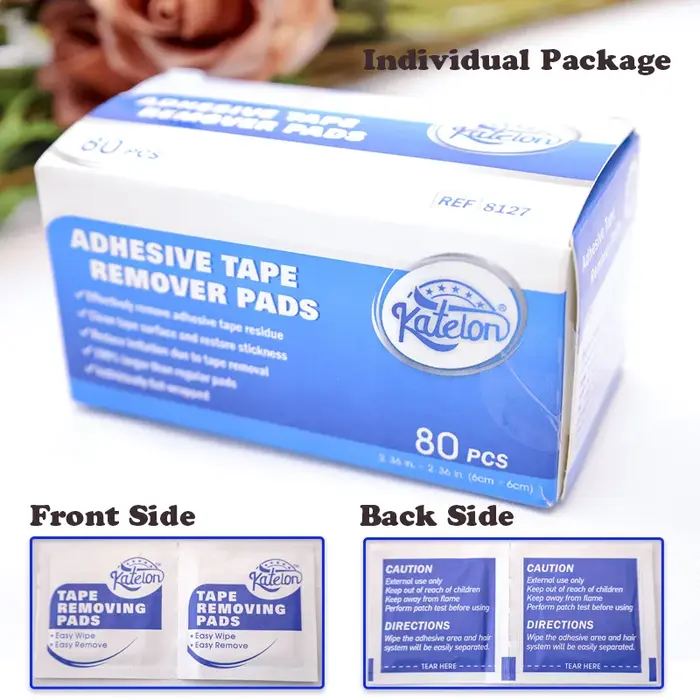 Lingettes dissolvantes adhésives pour toupet et perruque