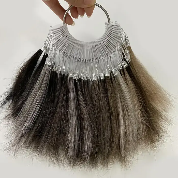 Anneau de couleur de cheveux humains de 61 couleurs pour le salon de toupet des hommes