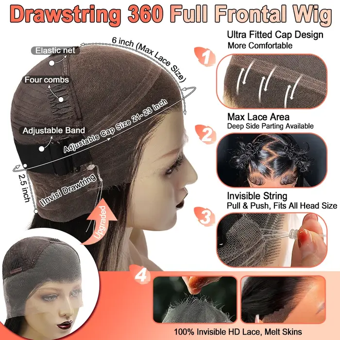 Perruque Full Lace Front Wig 250% naturelle brésilienne