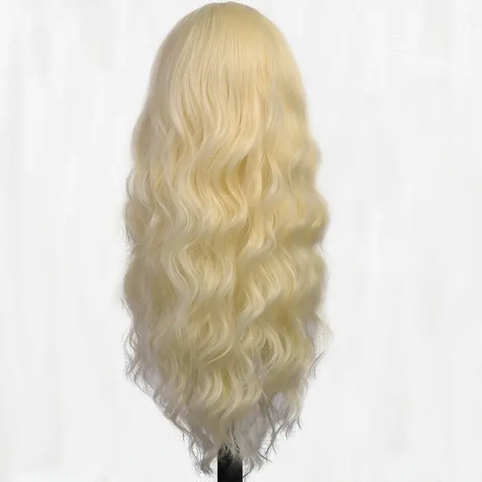 Best-seller nouvelle mode midsection perruque femmes longs cheveux blonds bouclés fibre synthétique haute température