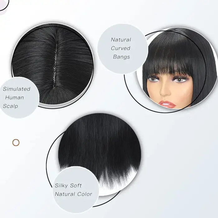 Perruque synthétique noire de 26 pouces avec cheveux longs et raides