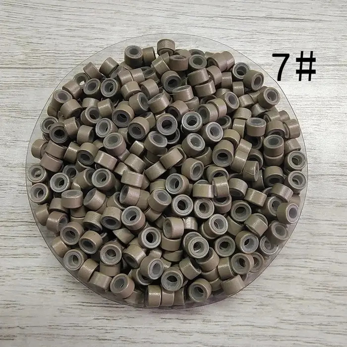 Extensions de cheveux Micro anneaux 5*3*3mm 100 pièces Micro anneaux doublés de Silicone nano anneau