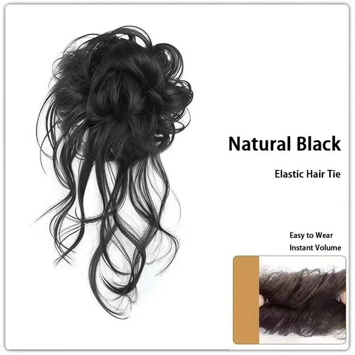 Chignon synthétique bouclé pour femme – Perruque rapide pour chignon quotidien, fête et mariage – Ac