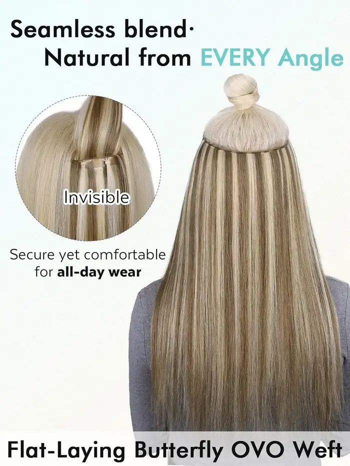 Extensions de cheveux humains en trame papillon 40 pièces