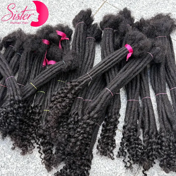 50 brins 8-14 pouces Extension Loc naturelle cheveux humains avec extrémités bouclées 100%