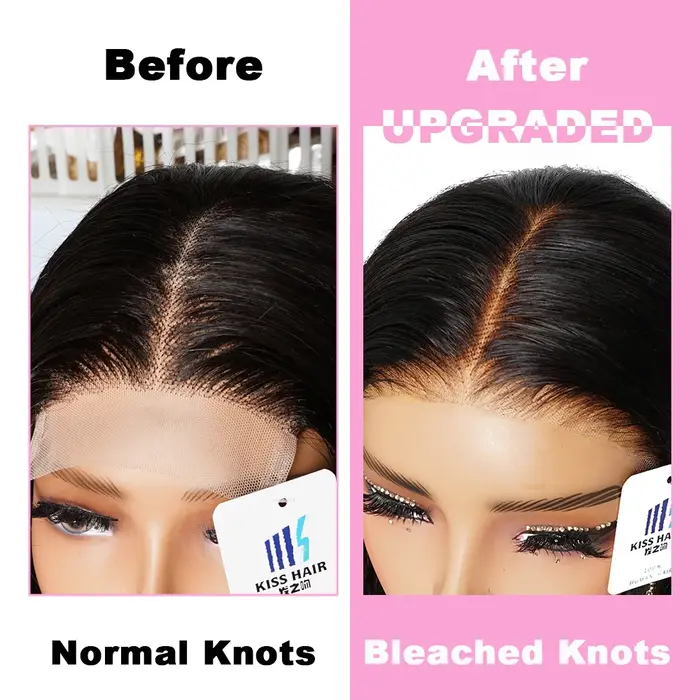 Perruque Lace Front 6*4 avec Nœuds Blanchis