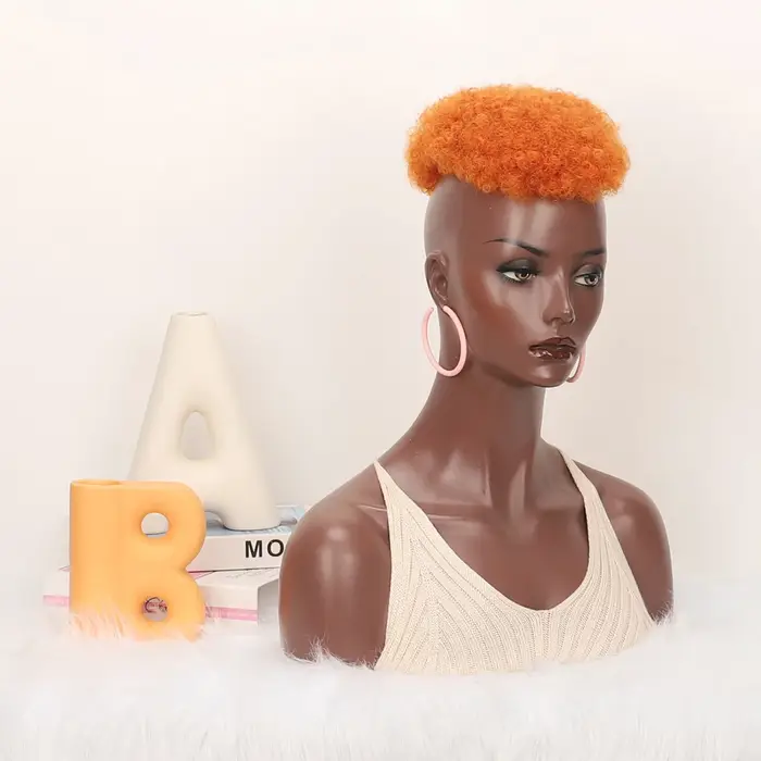 Jeedou-Perruque Afro Synthétique Courte Bouclée pour Homme et Femme, Postiche à réinitialisation, Tête Chauve, Cheveux Amincissants